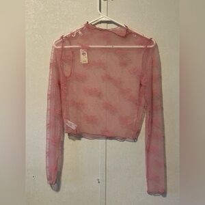 Aerie | Sheer Blush Long Sleeve Blouse | Size XS